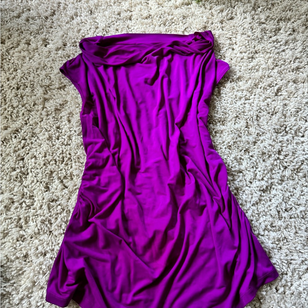Worthington maroon purple long sophisticated evening going out blouse.